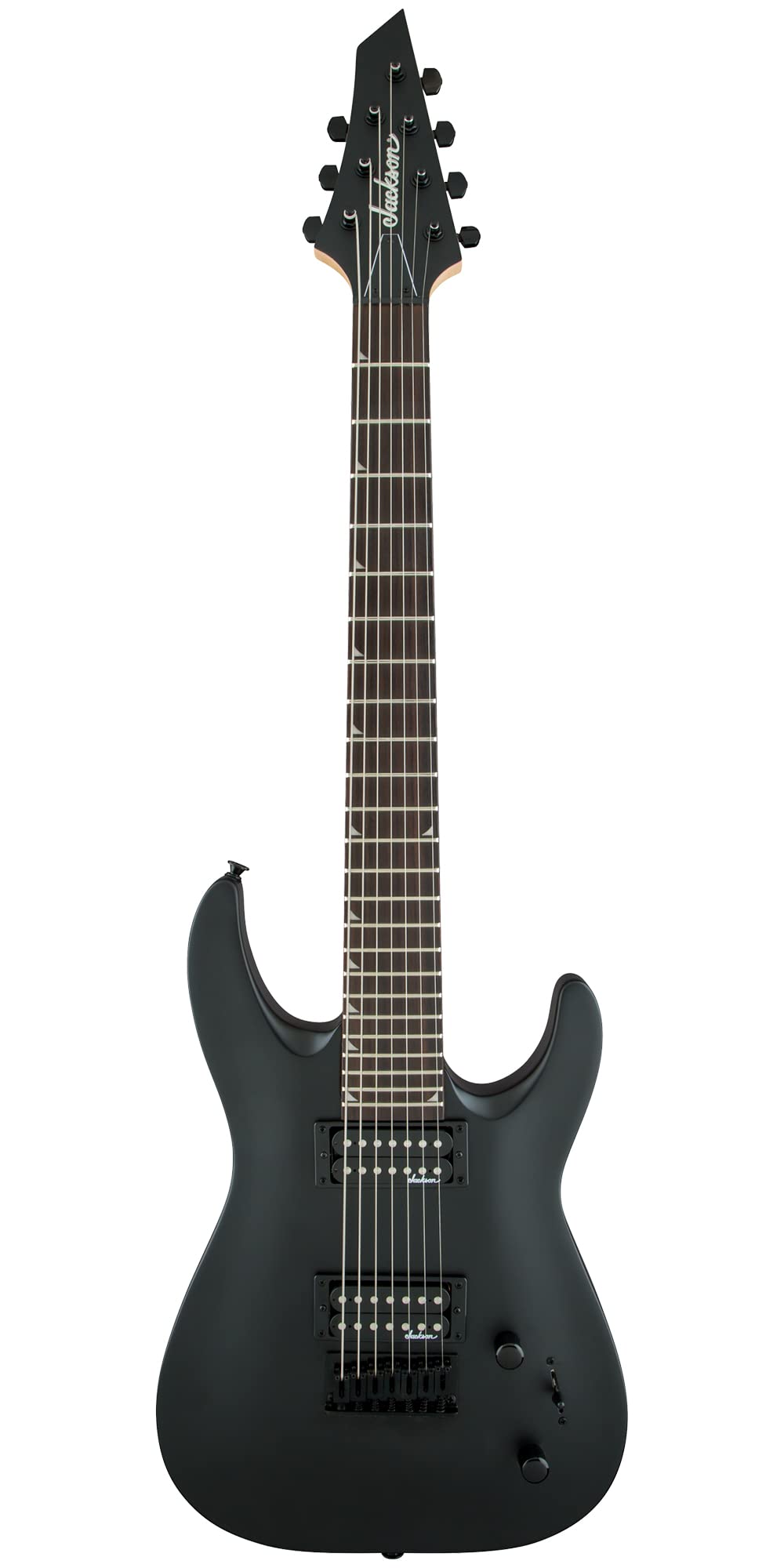 Jackson Dinky Arch Top JS22-7 DKA HT Electric Guitar - Satin Black Bundle with Cable, Tuner, Strap, Picks, and Austin Bazaar Ins
